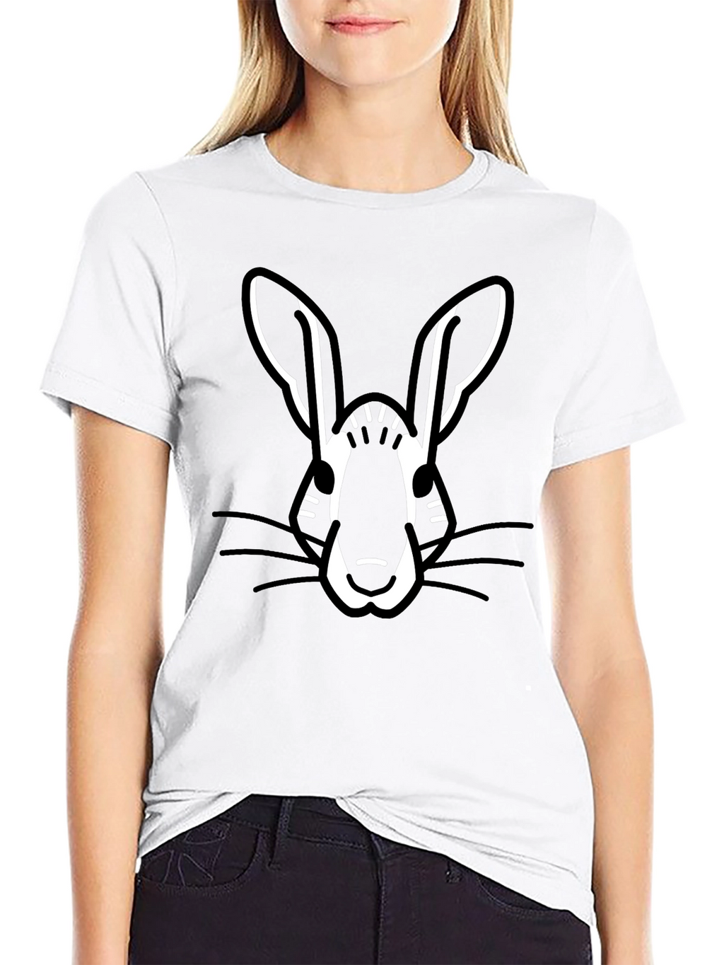 Rabbit Graphic Print Black T-Shirt