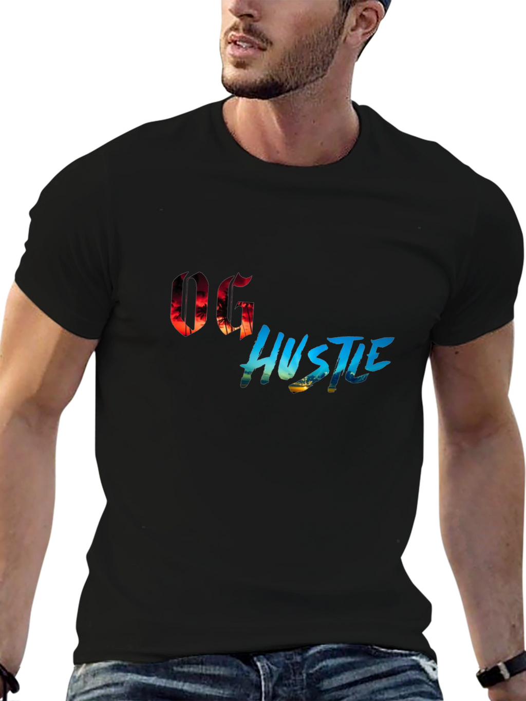 OG Hustle Graphic Print Black T-Shirt