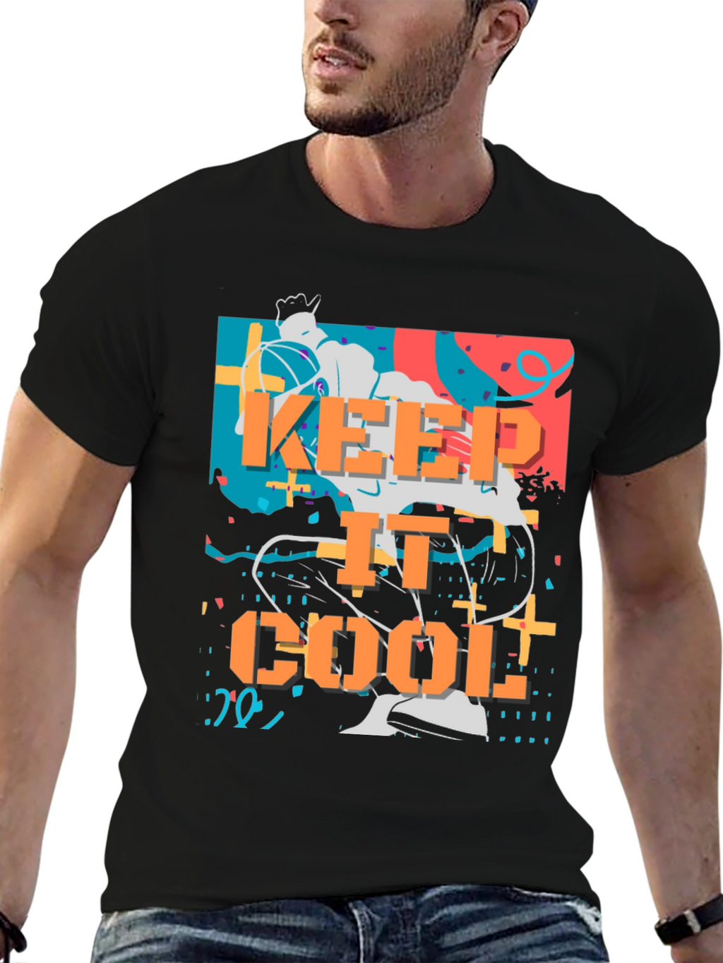 Keep It Cool Graphic Tee - Stylish Black T-Shirt