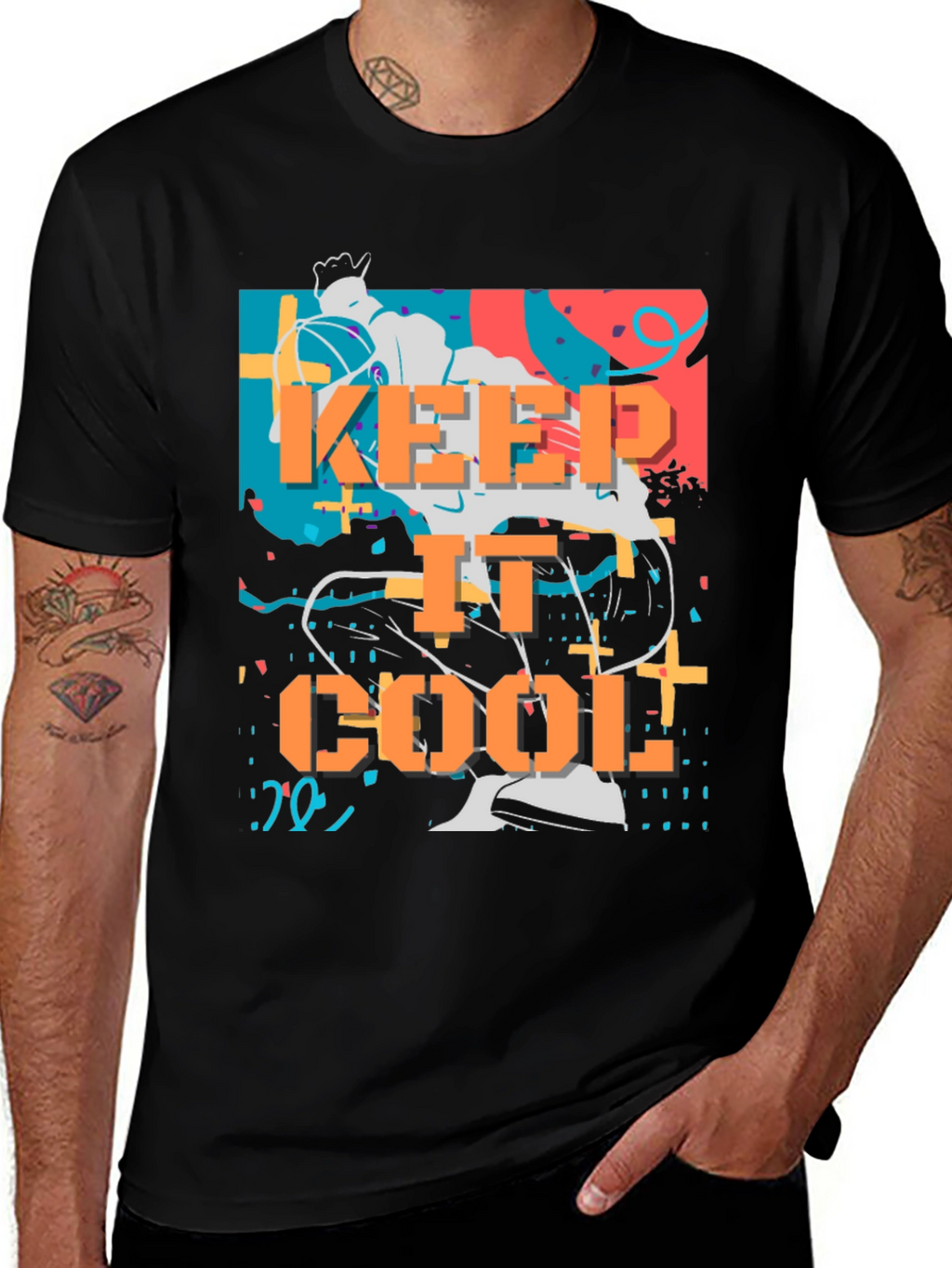 Keep It Cool Graphic Tee - Stylish Black T-Shirt