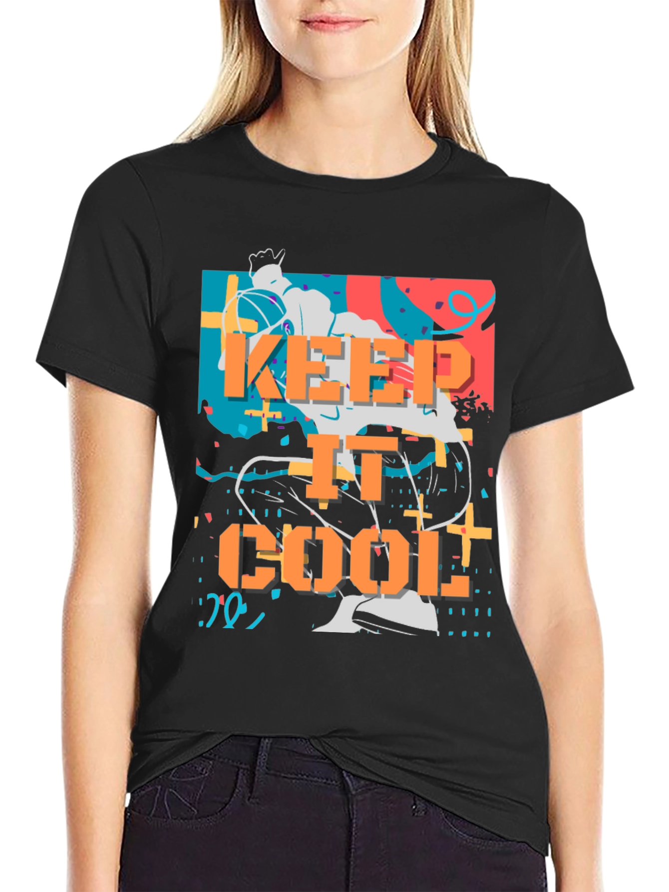 Keep It Cool Graphic Tee - Stylish Black T-Shirt