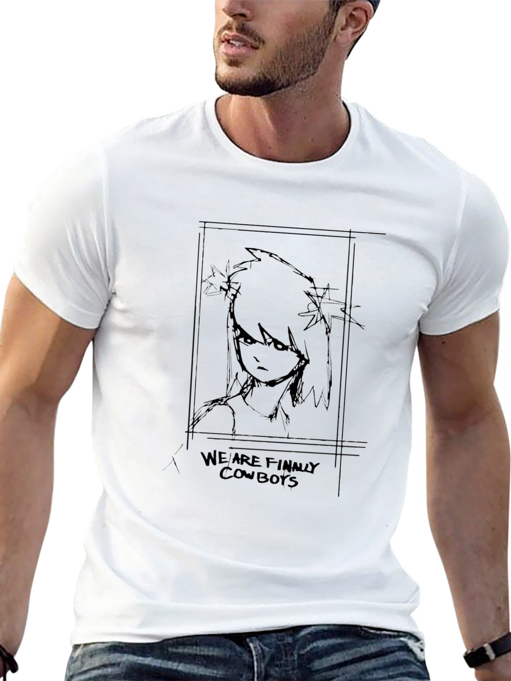 Cowboy Anime Graphic Black T-Shirt