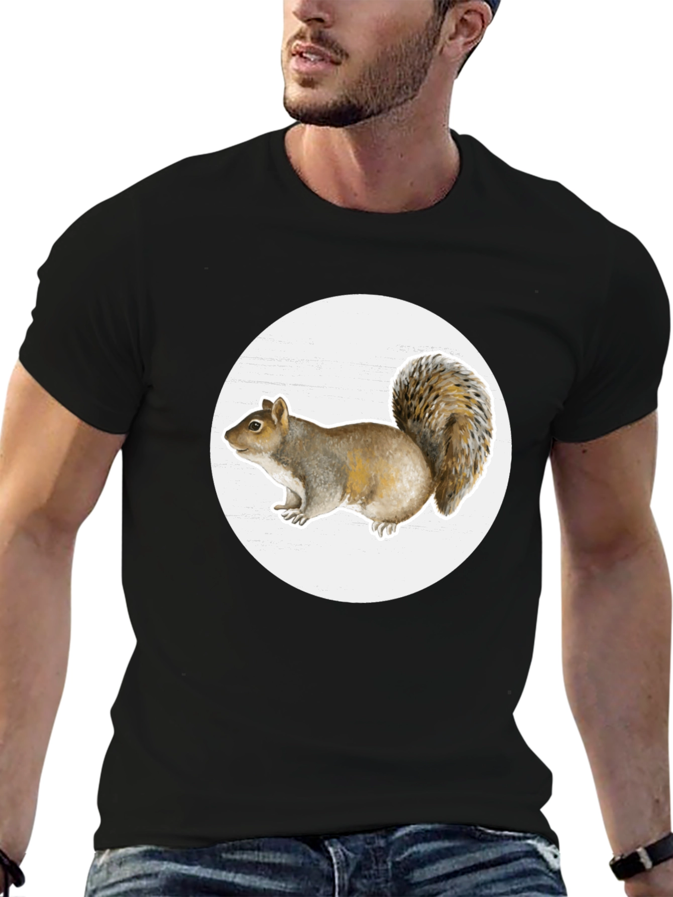 Squirrel Graphic Tee - Classic Black Cotton