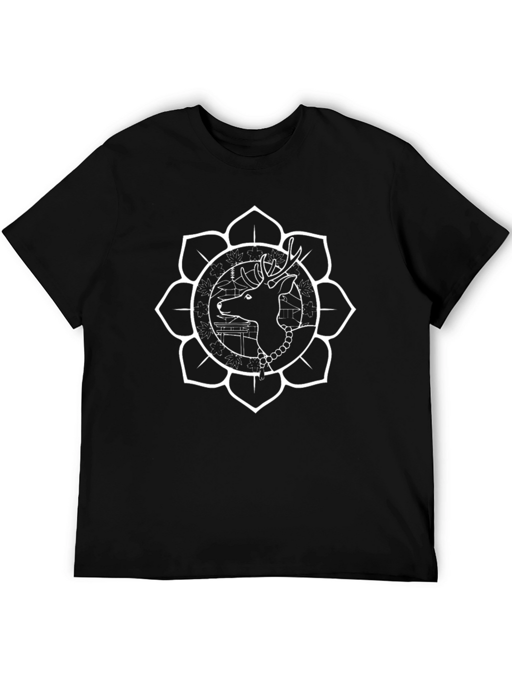 Deer Mandala Black T-Shirt - Unique Graphic Tee