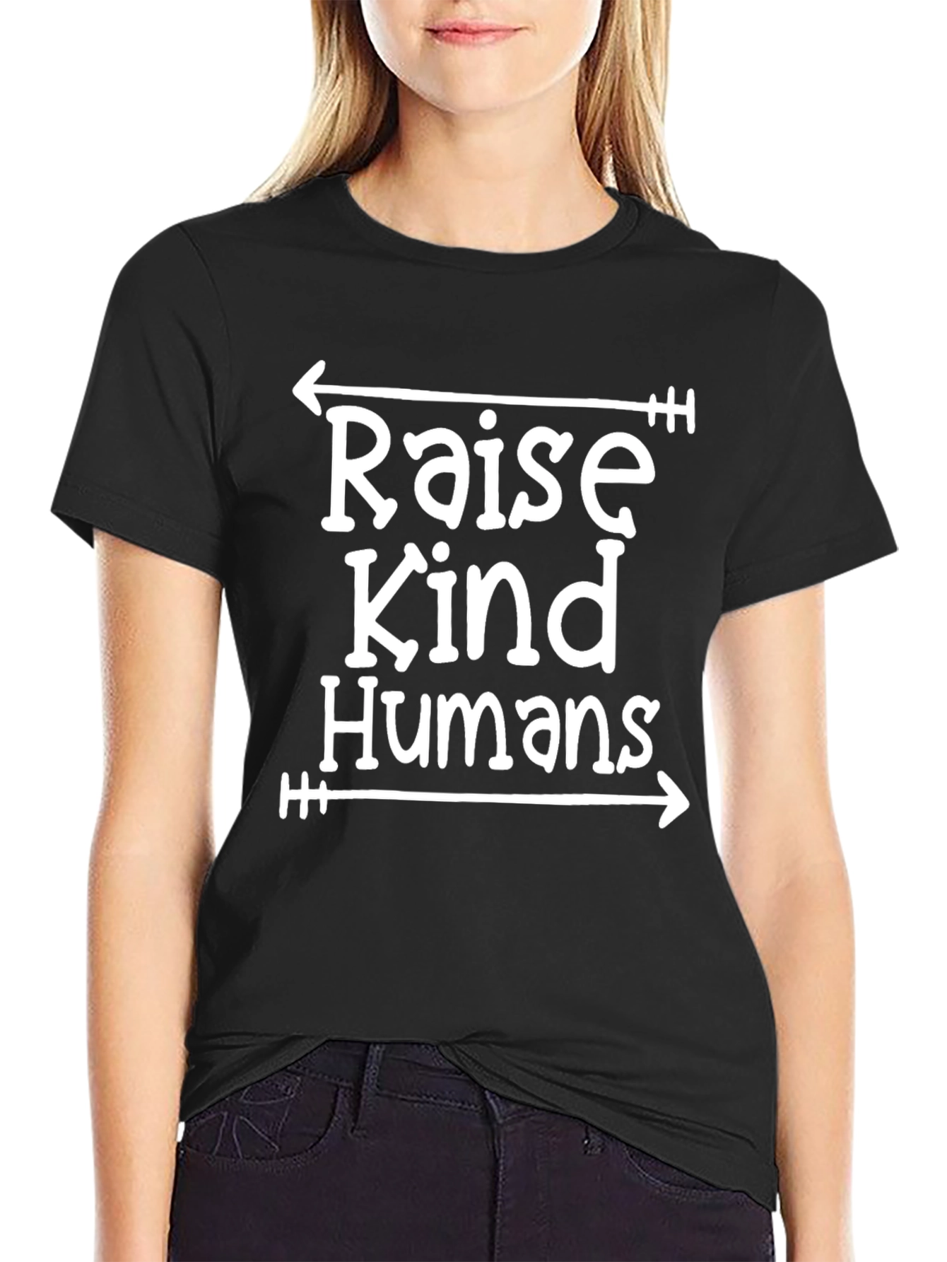 Raise Kind Humans Graphic Tee - Black Cotton T-Shirt