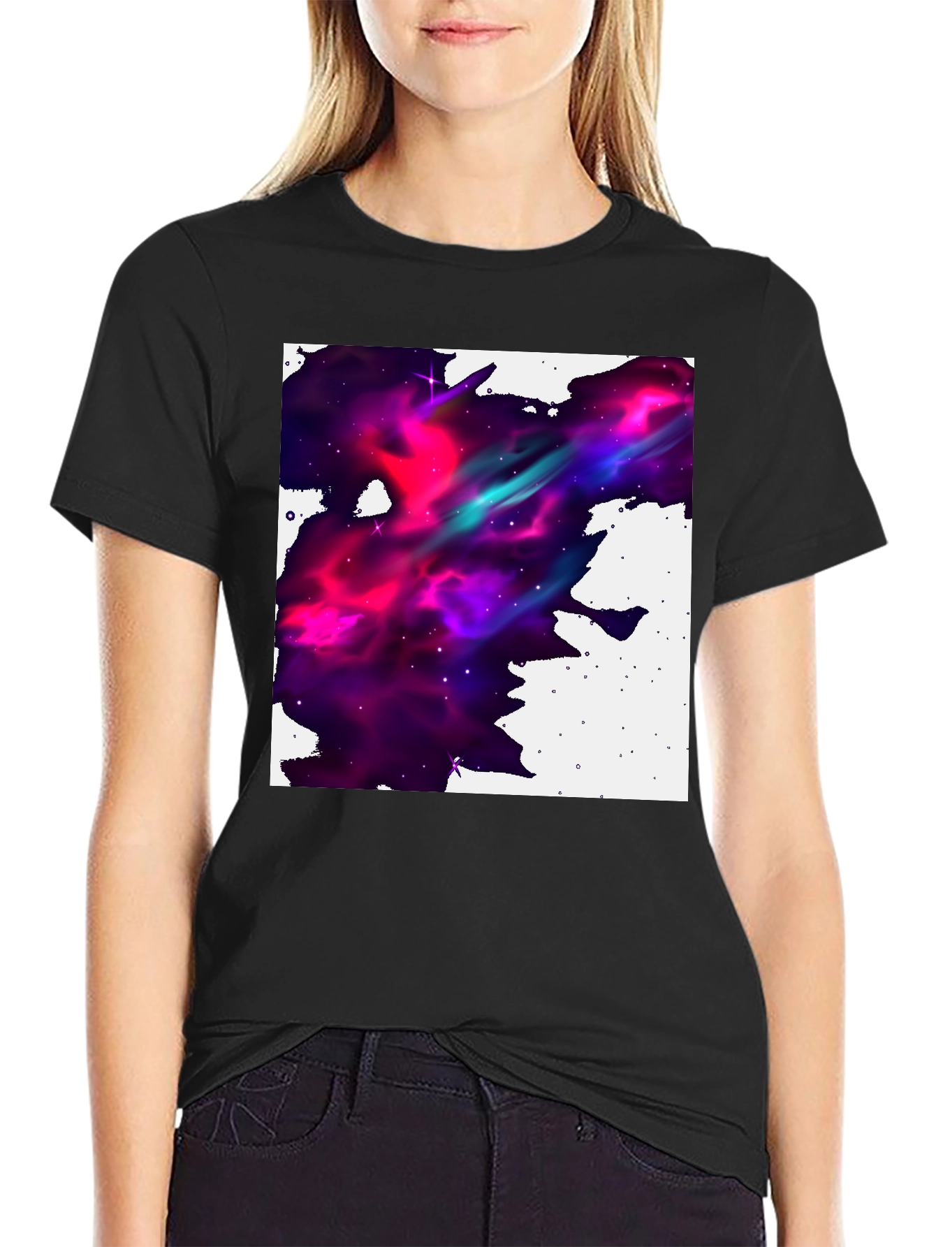Nebula Print Black T-Shirt