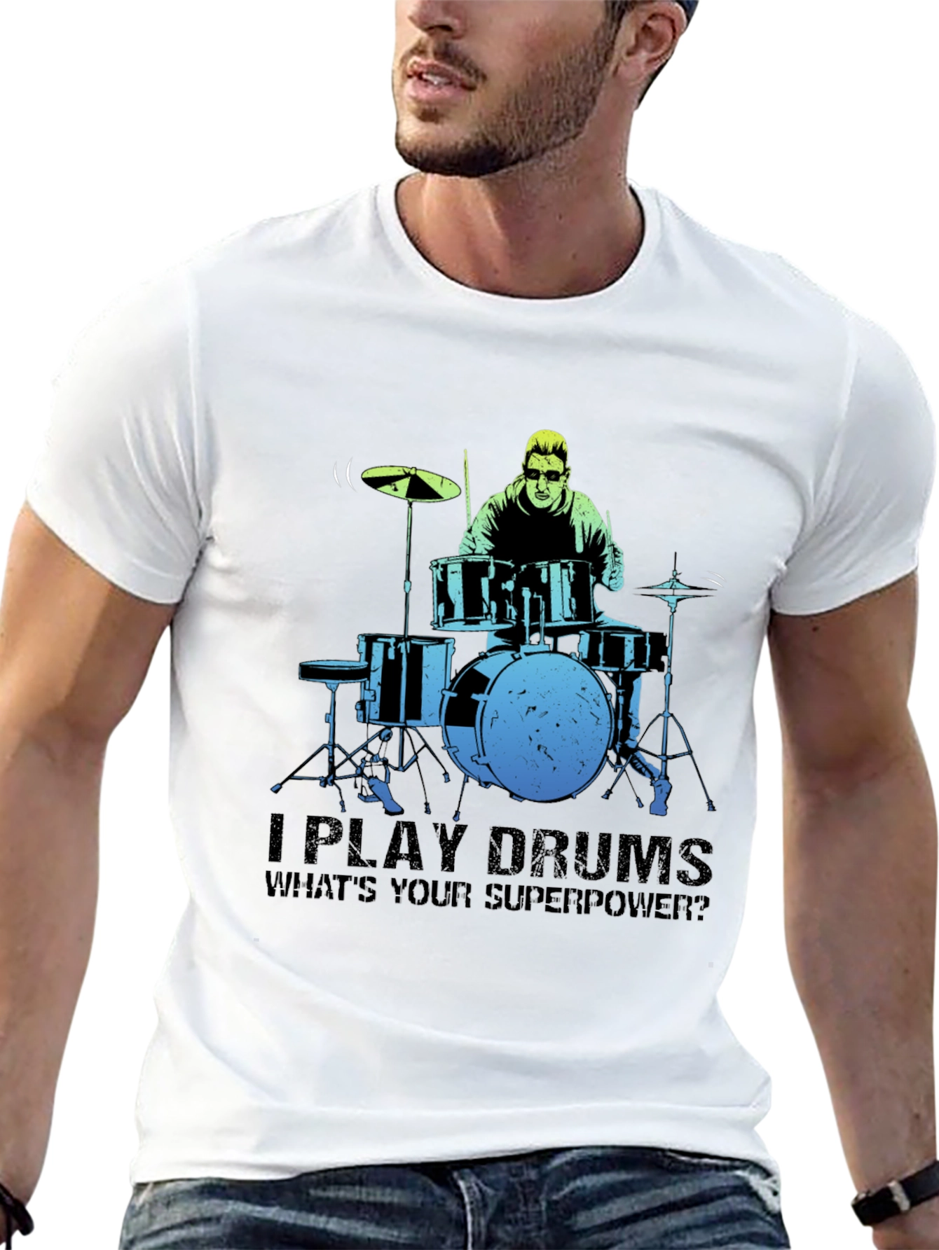 Drummer Superpower Graphic Tee - Music Lover Gift