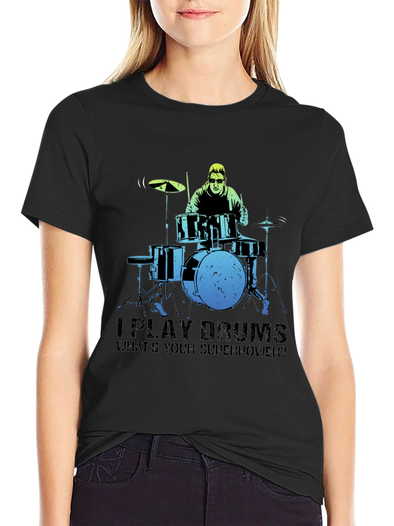 Drummer Superpower Graphic Tee - Music Lover Gift