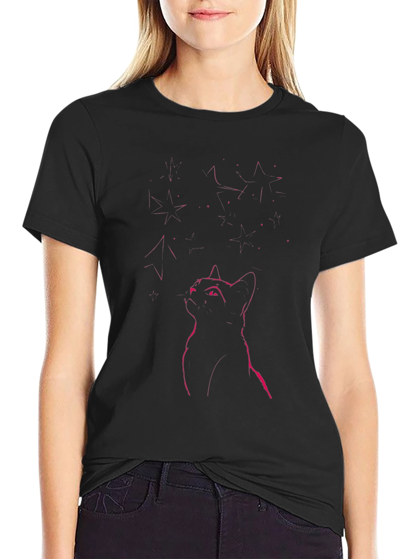 Neon Cat Graphic Tee - Mens Black T-Shirt