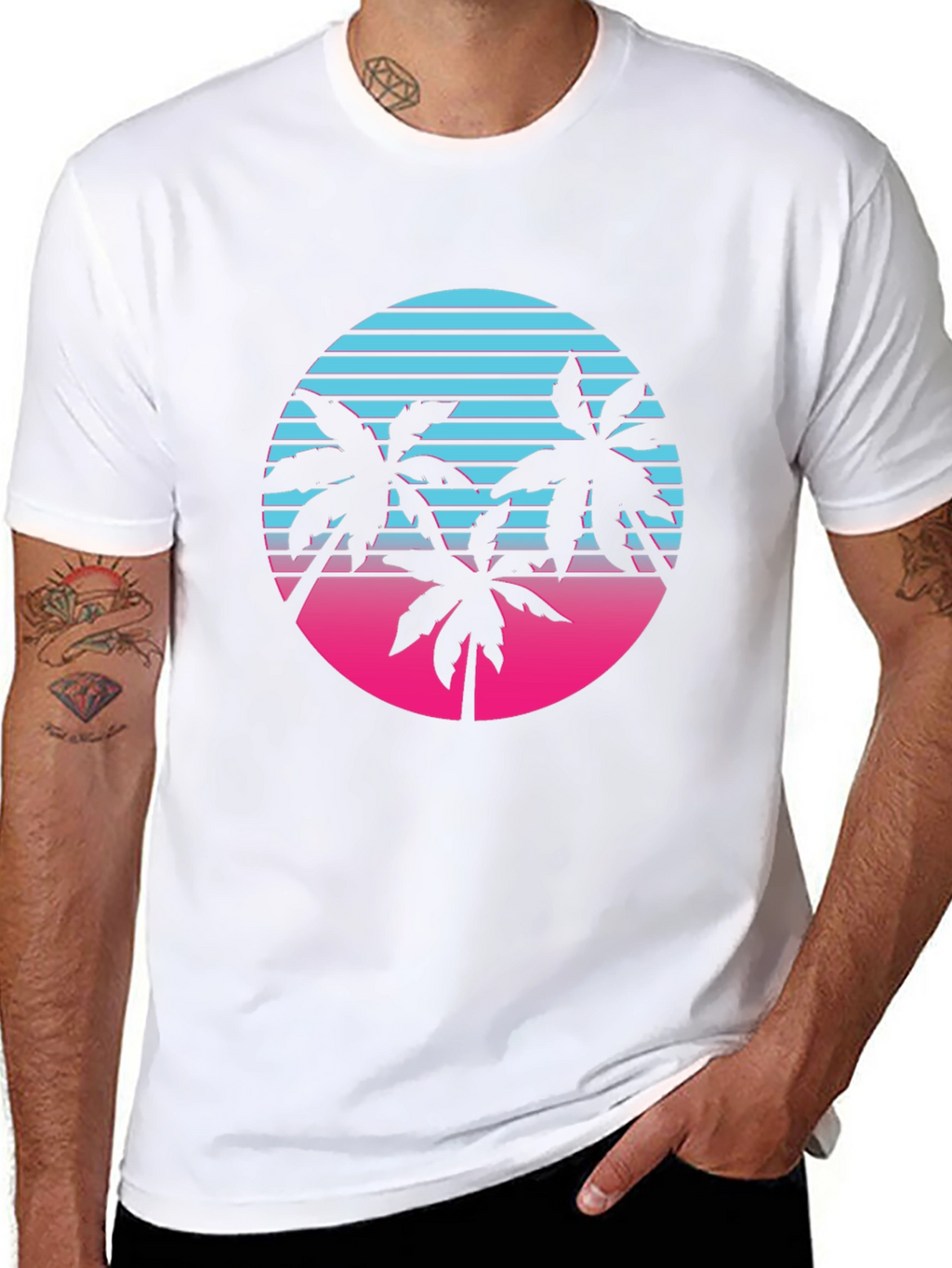 Retro Palm Tree Sunset Graphic T-Shirt