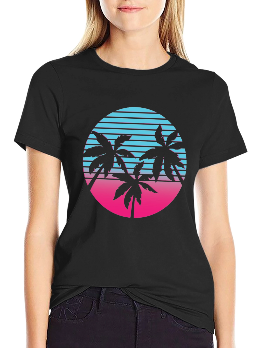 Retro Palm Tree Sunset Graphic T-Shirt