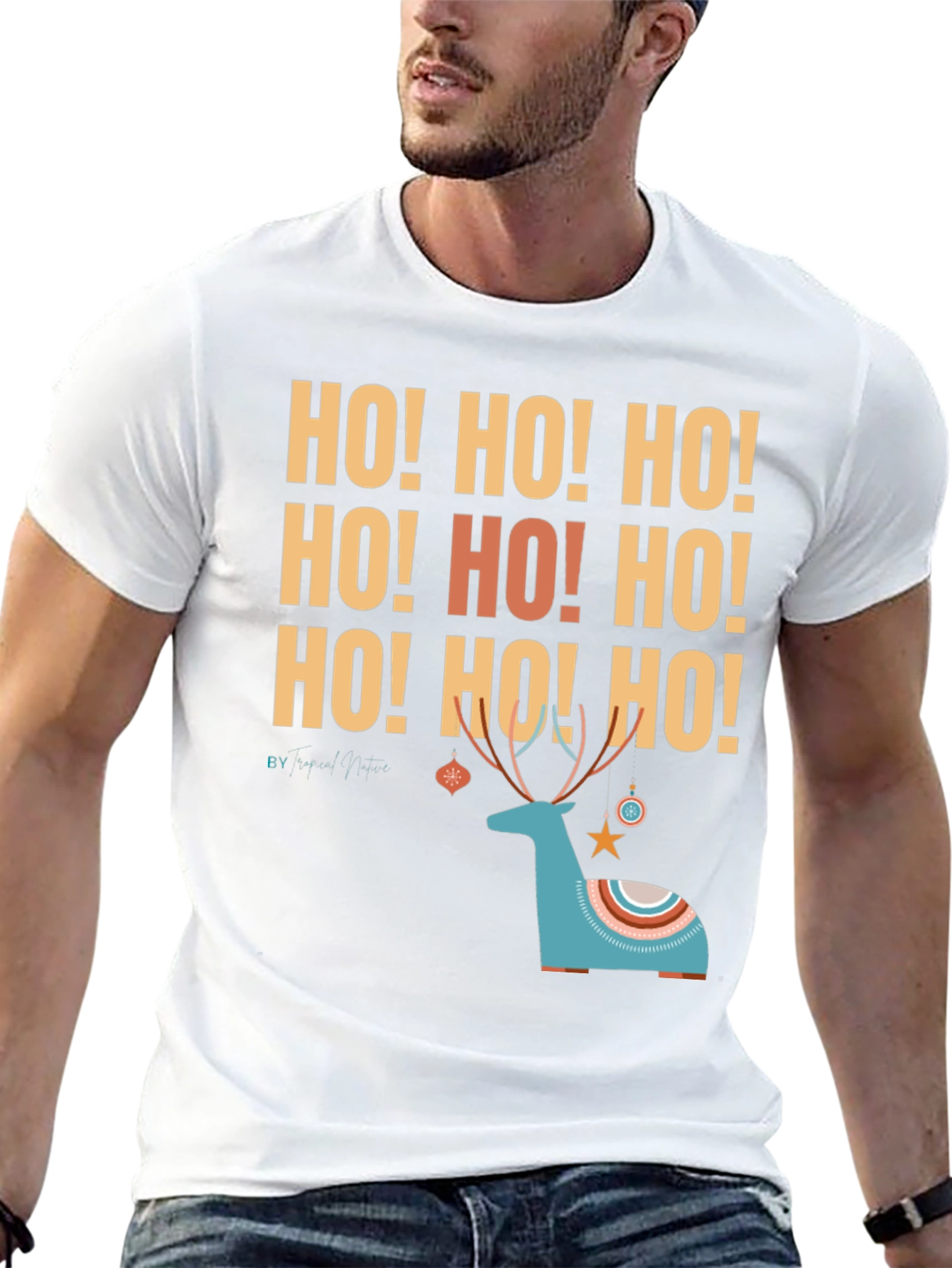 Ho! Ho! Ho! Christmas Deer Graphic Tee