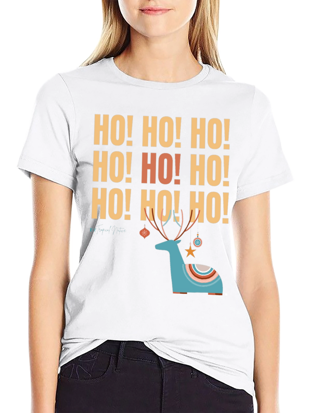 Ho! Ho! Ho! Christmas Deer Graphic Tee
