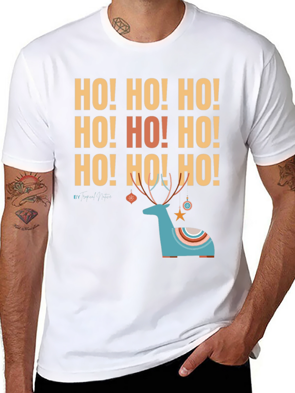 Ho! Ho! Ho! Christmas Deer Graphic Tee