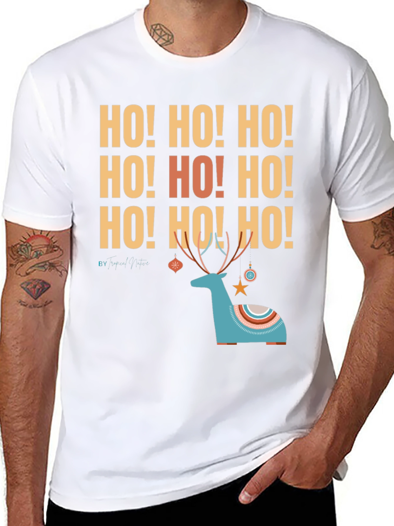 Ho! Ho! Ho! Christmas Deer Graphic Tee