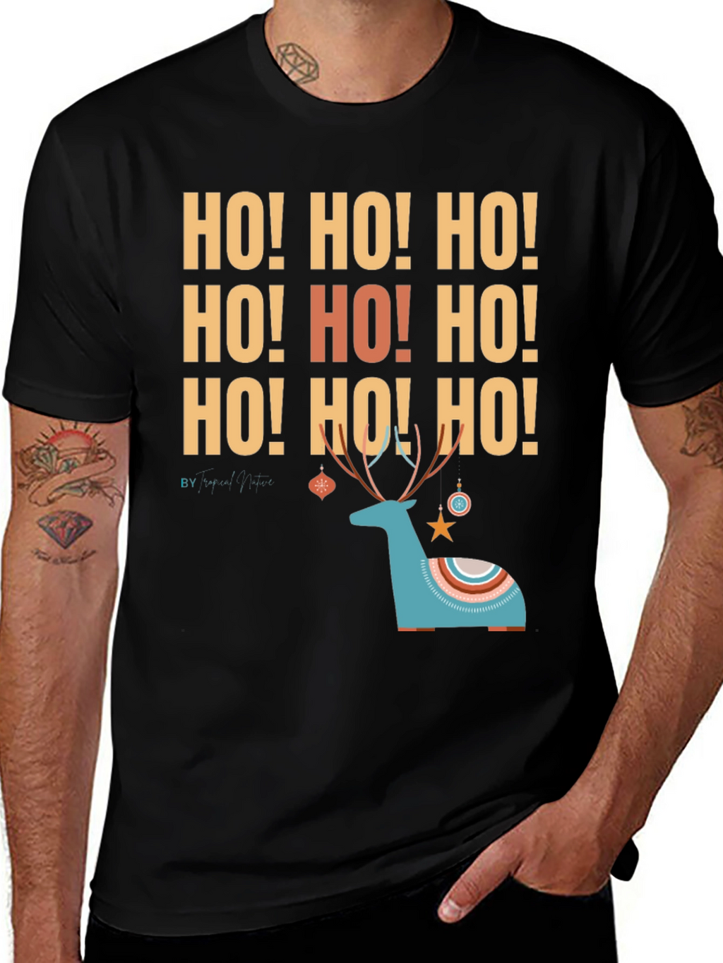 Ho! Ho! Ho! Christmas Deer Graphic Tee