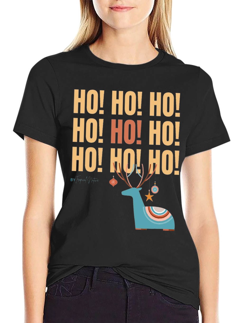 Ho! Ho! Ho! Christmas Deer Graphic Tee