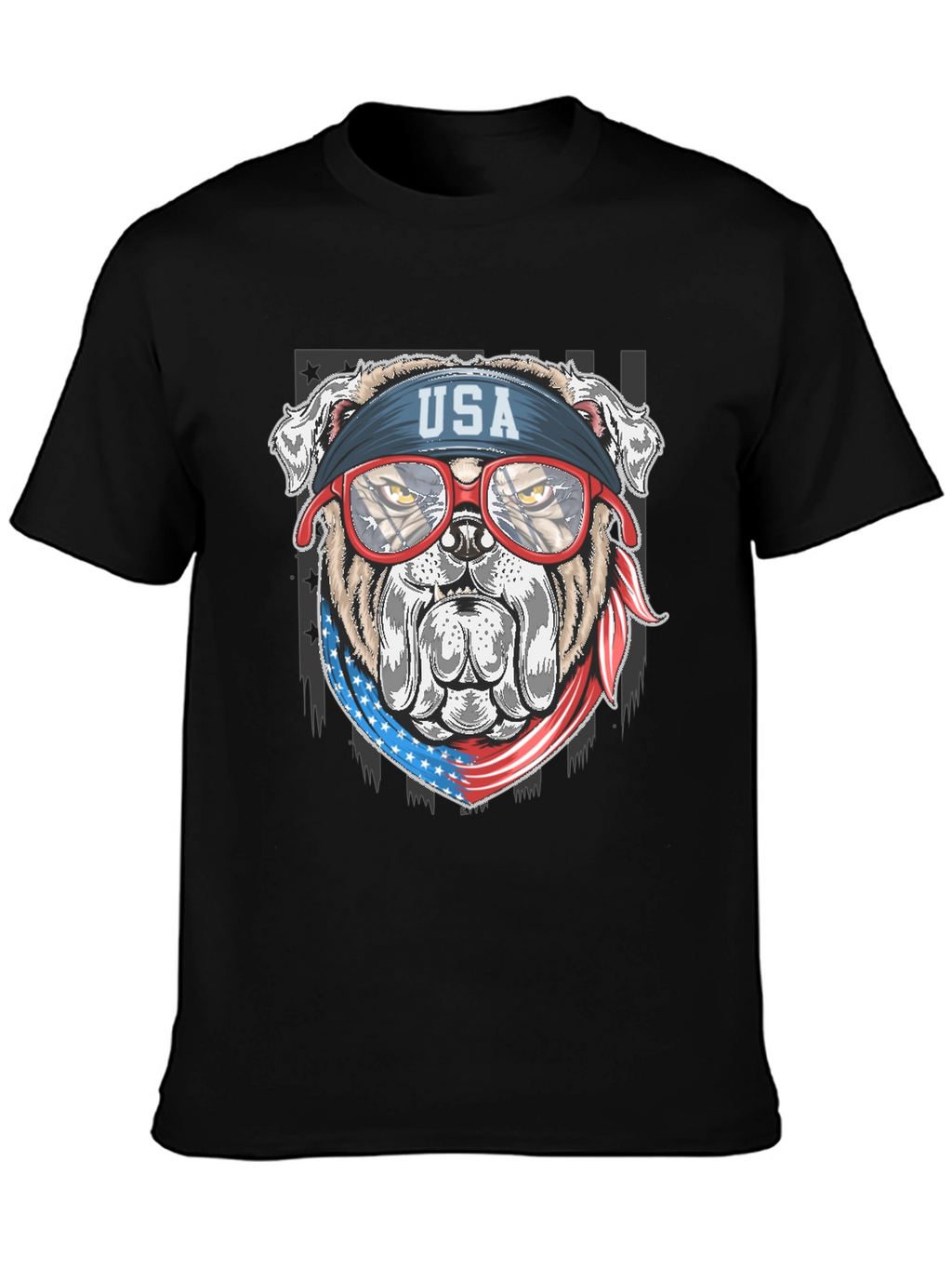 Patriotic Bulldog USA Flag T-Shirt