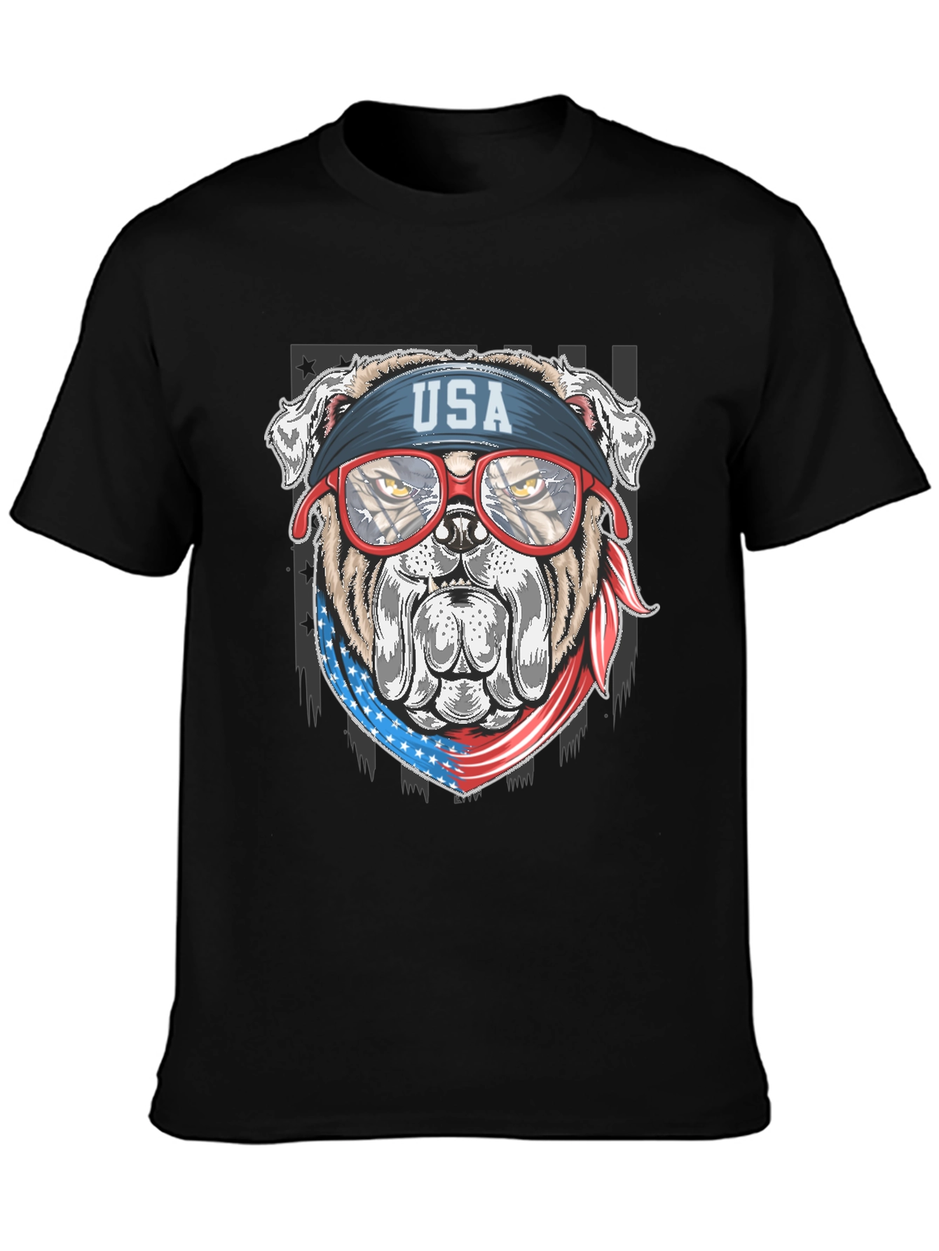 Patriotic Bulldog USA Flag T-Shirt