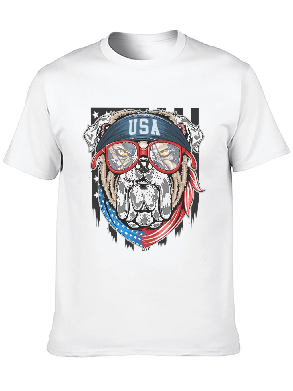 Patriotic Bulldog USA Flag T-Shirt