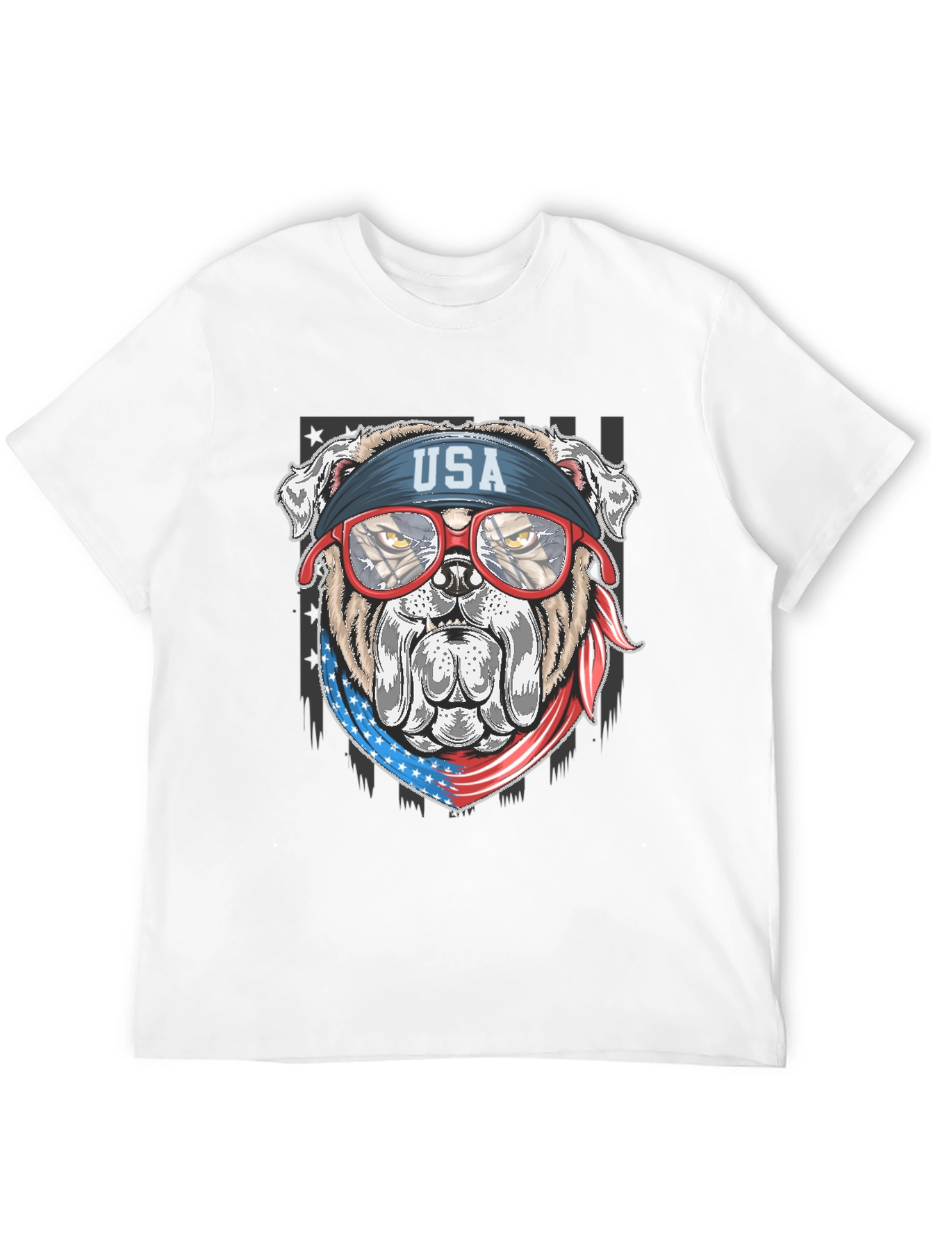 Patriotic Bulldog USA Flag T-Shirt