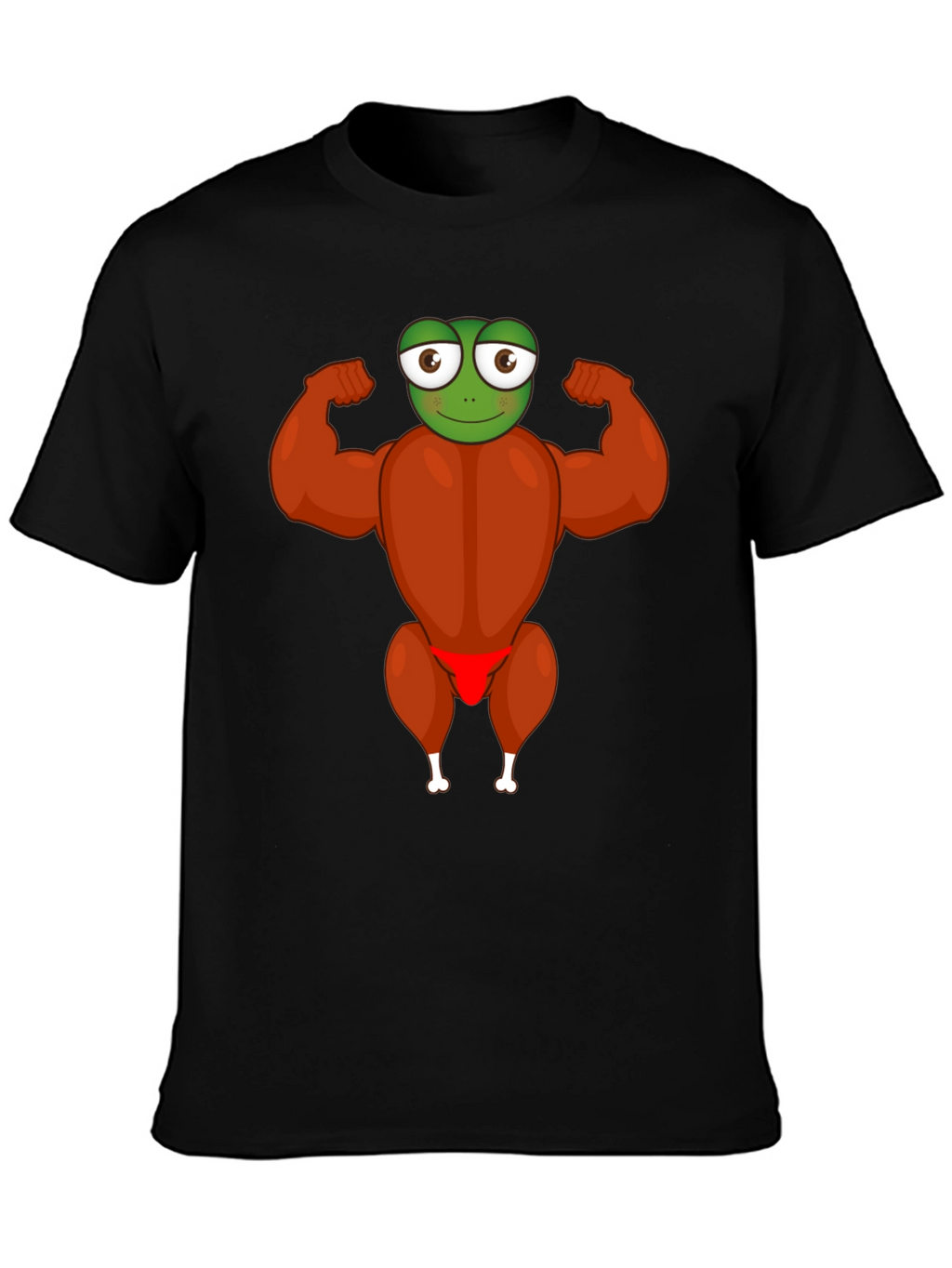 Funny Turkey Frog Graphic Black T-Shirt
