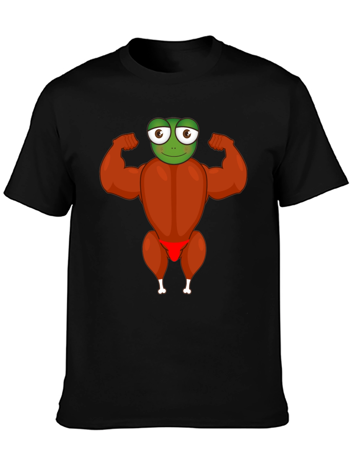 Funny Turkey Frog Graphic Black T-Shirt