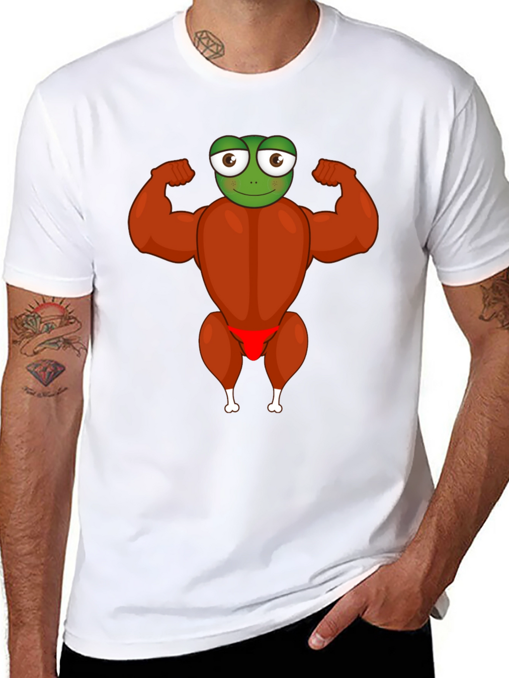 Funny Turkey Frog Graphic Black T-Shirt