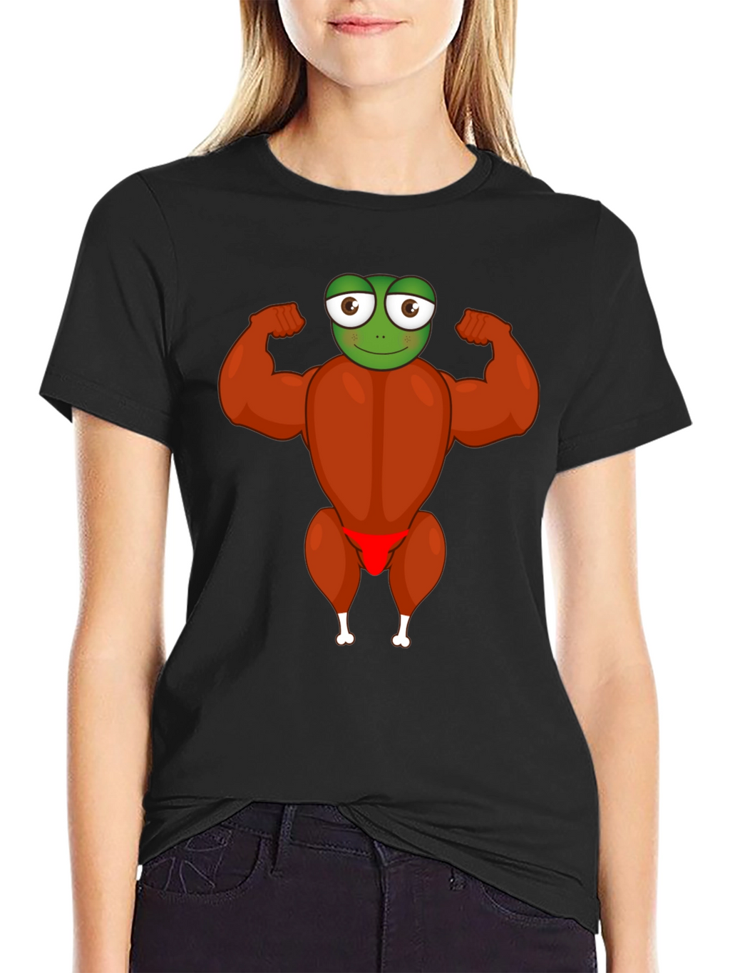 Funny Turkey Frog Graphic Black T-Shirt