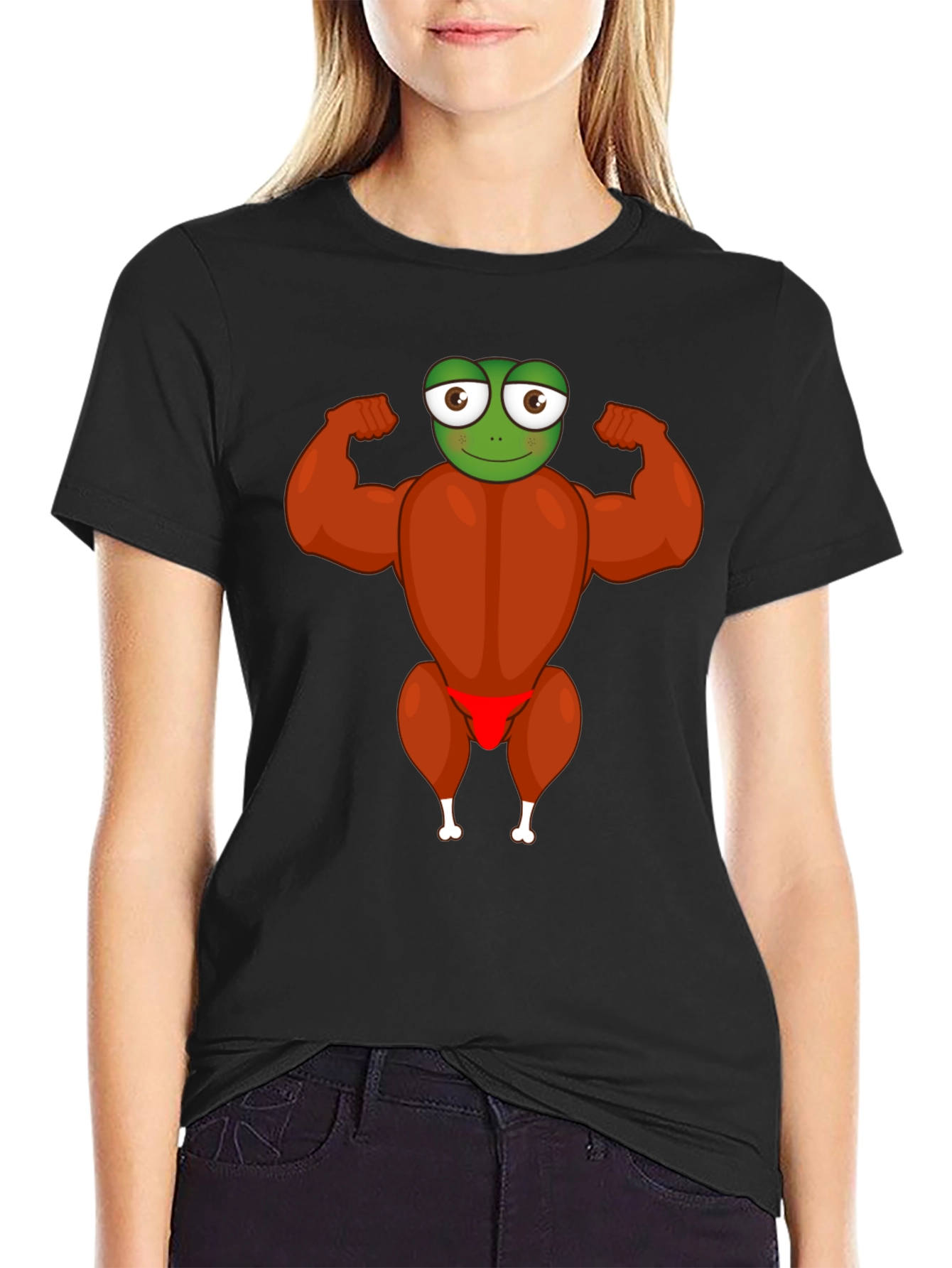 Funny Turkey Frog Graphic Black T-Shirt