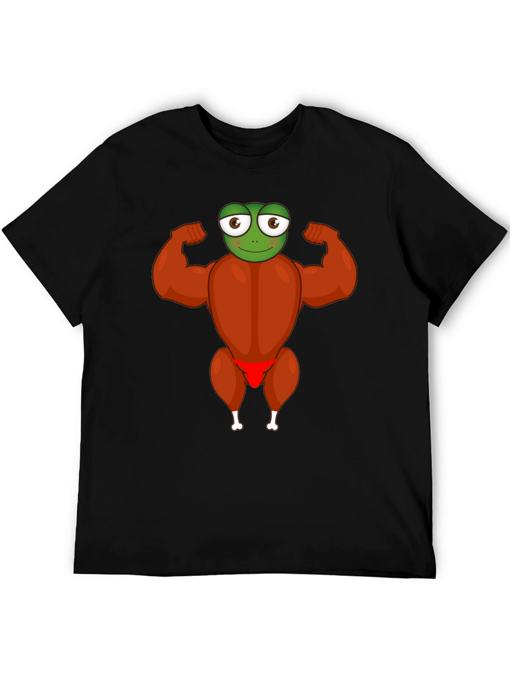 Funny Turkey Frog Graphic Black T-Shirt