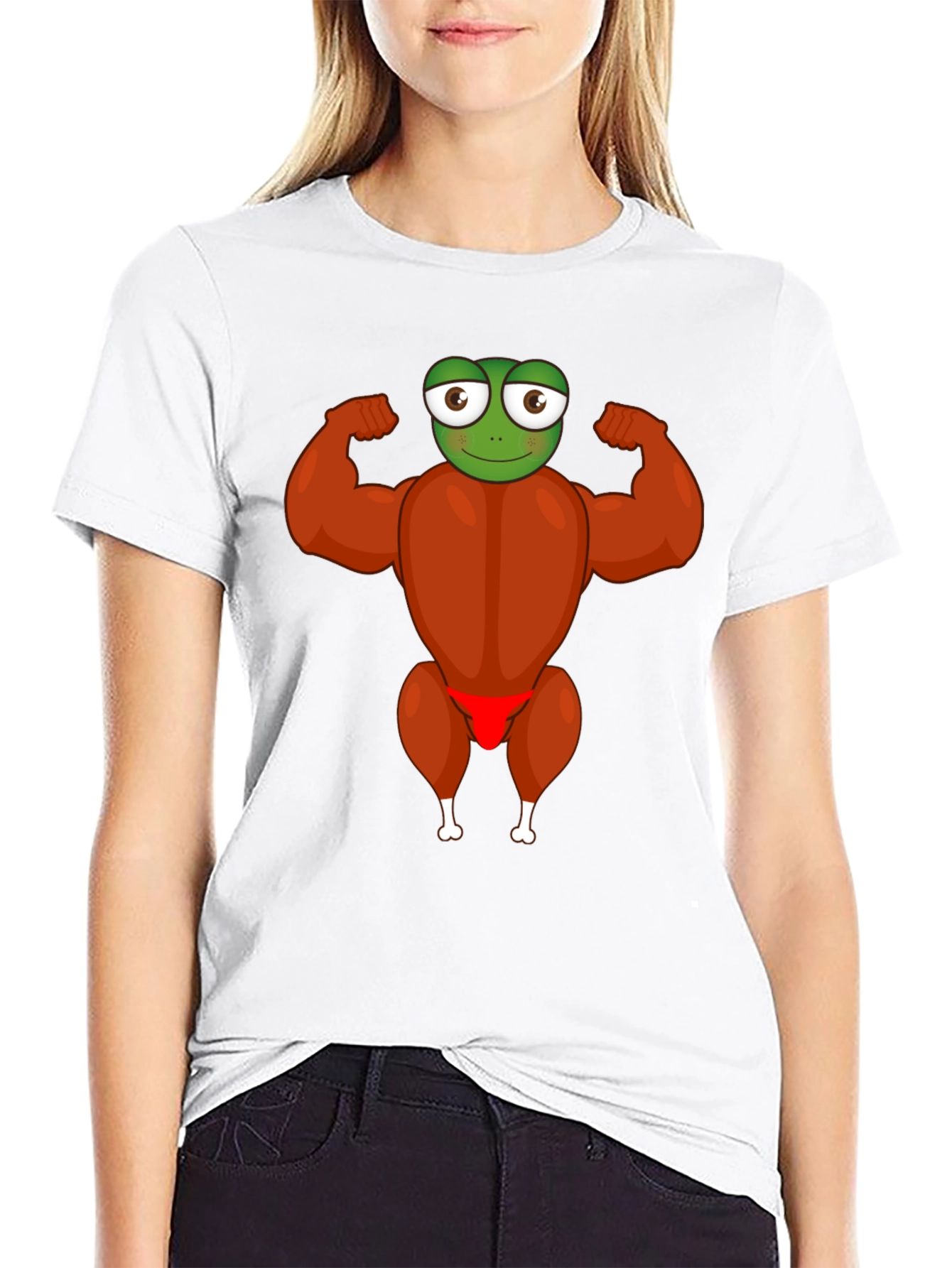 Funny Turkey Frog Graphic Black T-Shirt