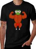 Funny Turkey Frog Graphic Black T-Shirt