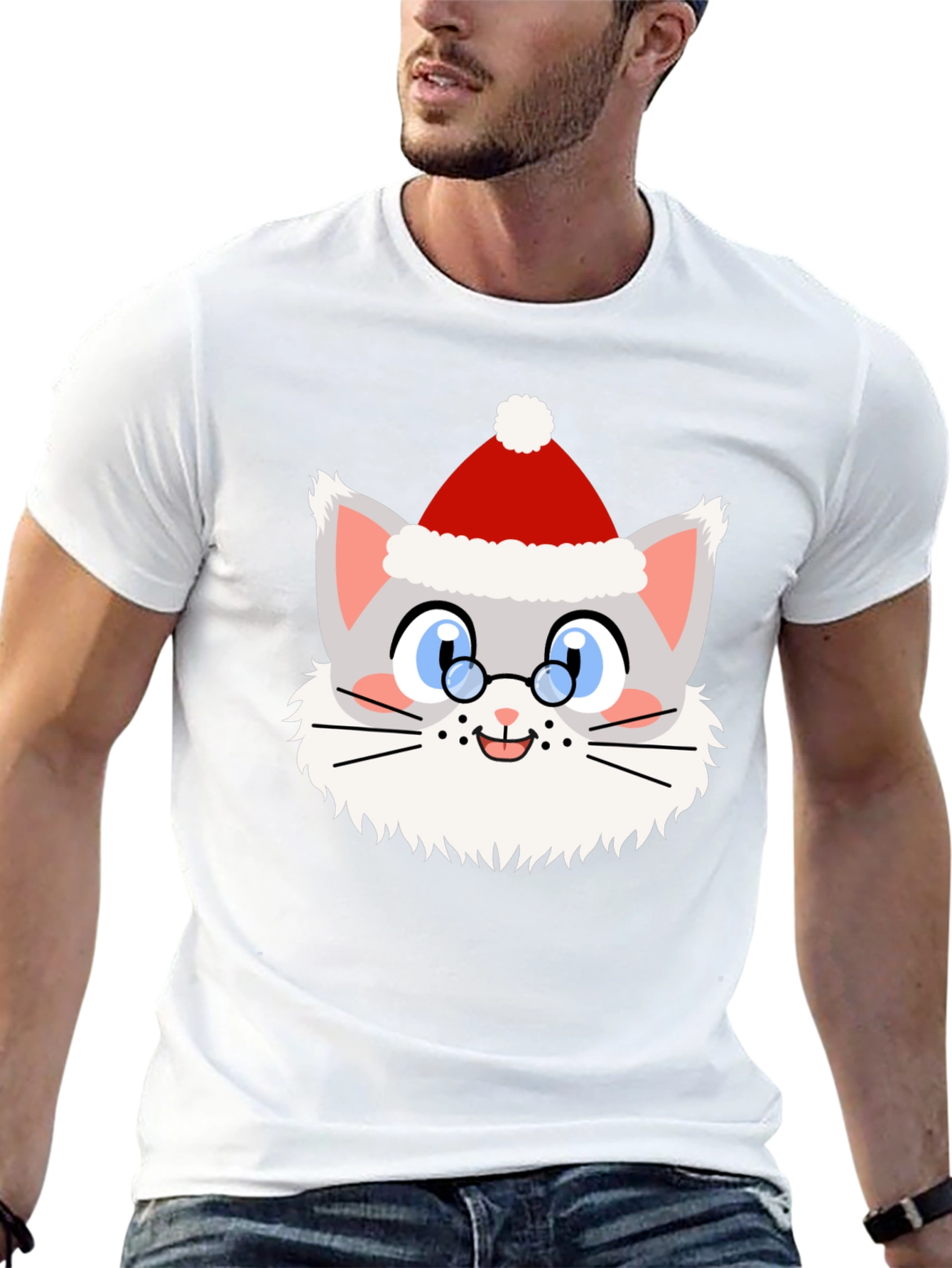 Festive Cat Santa T-Shirt - Holiday Cheer!