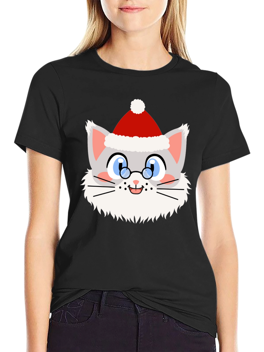 Festive Cat Santa T-Shirt - Holiday Cheer!
