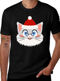 Festive Cat Santa T-Shirt - Holiday Cheer!
