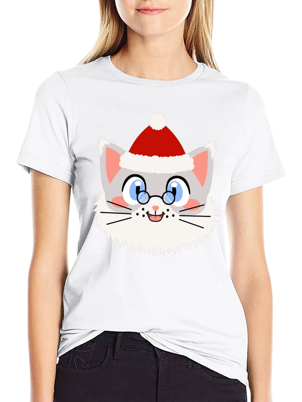 Festive Cat Santa T-Shirt - Holiday Cheer!