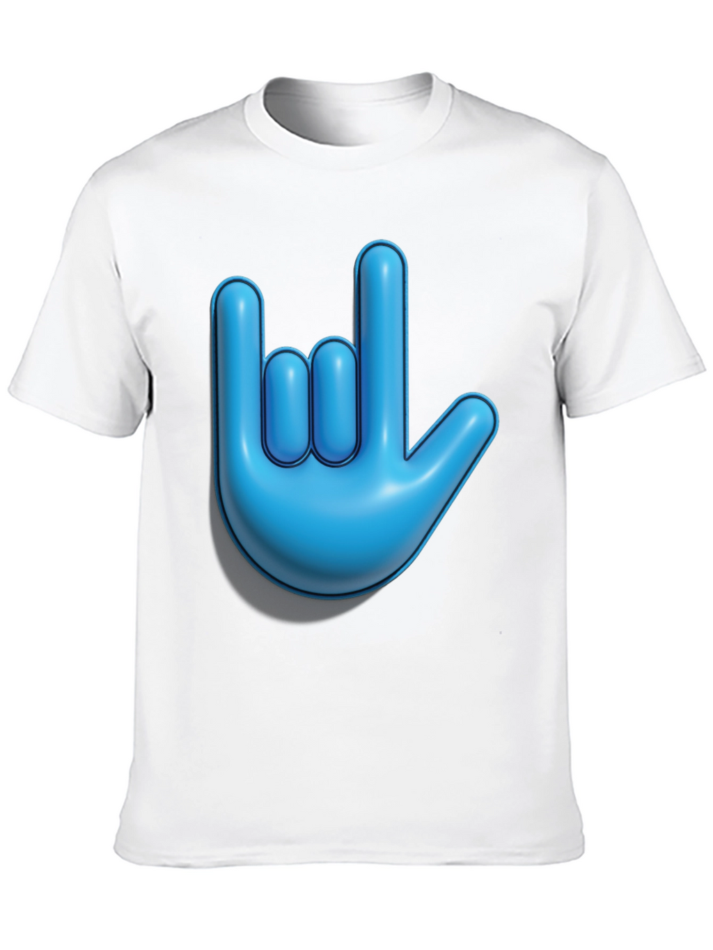 Blue Hand Sign Graphic Black T-Shirt