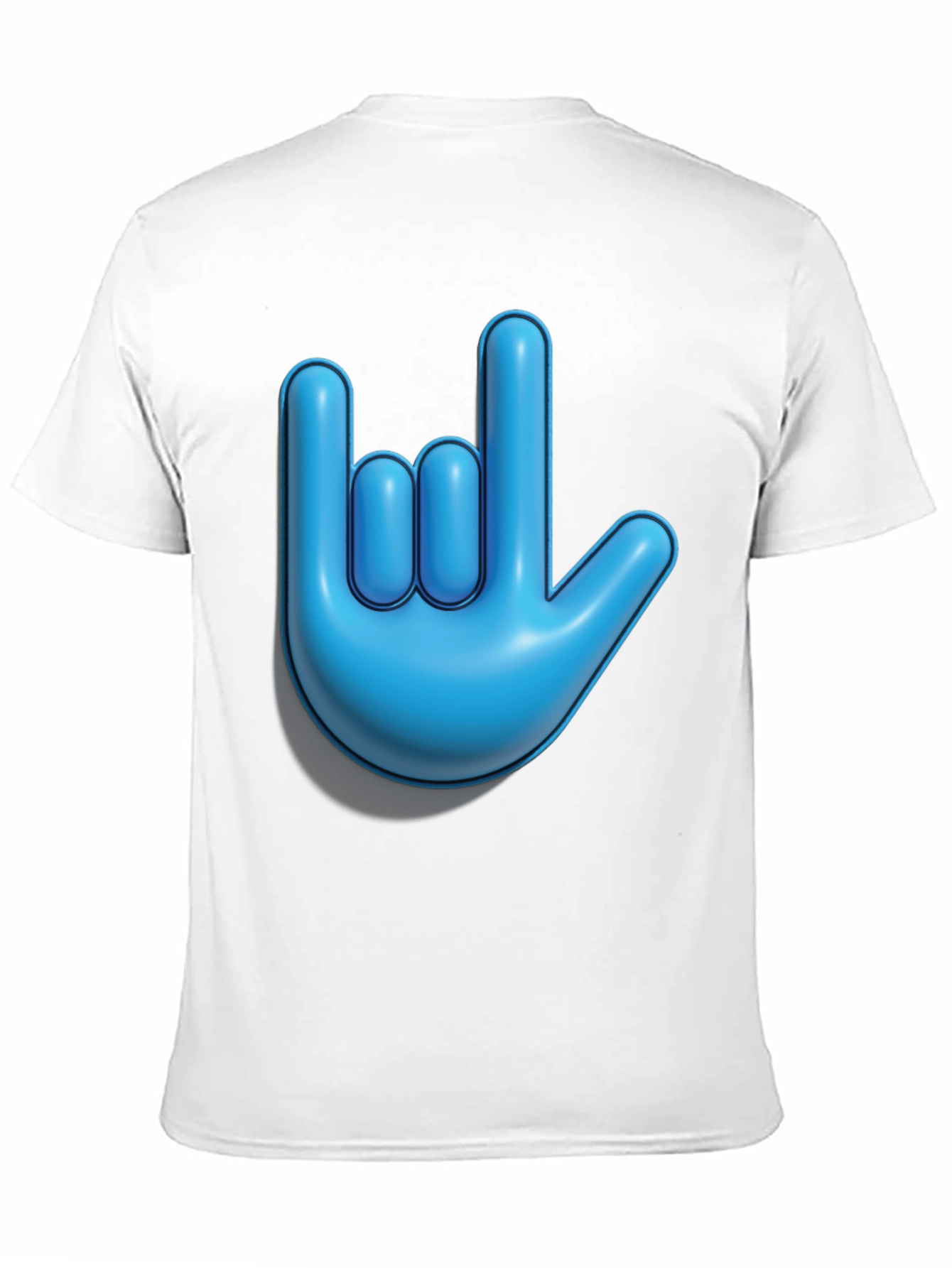 Blue Hand Sign Graphic Black T-Shirt