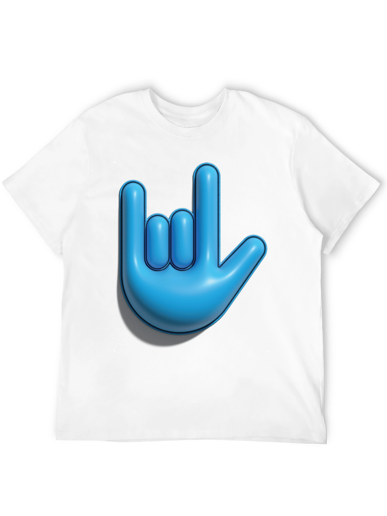 Blue Hand Sign Graphic Black T-Shirt