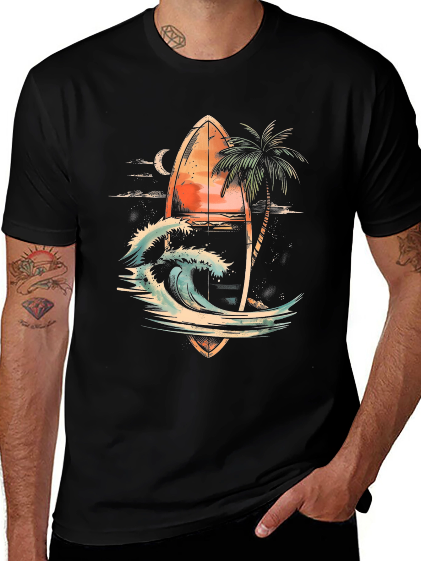 Surfboard Wave Graphic T-Shirt
