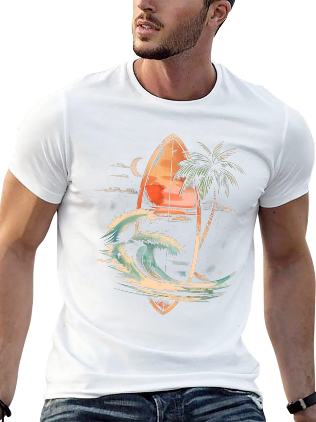 Surfboard Wave Graphic T-Shirt