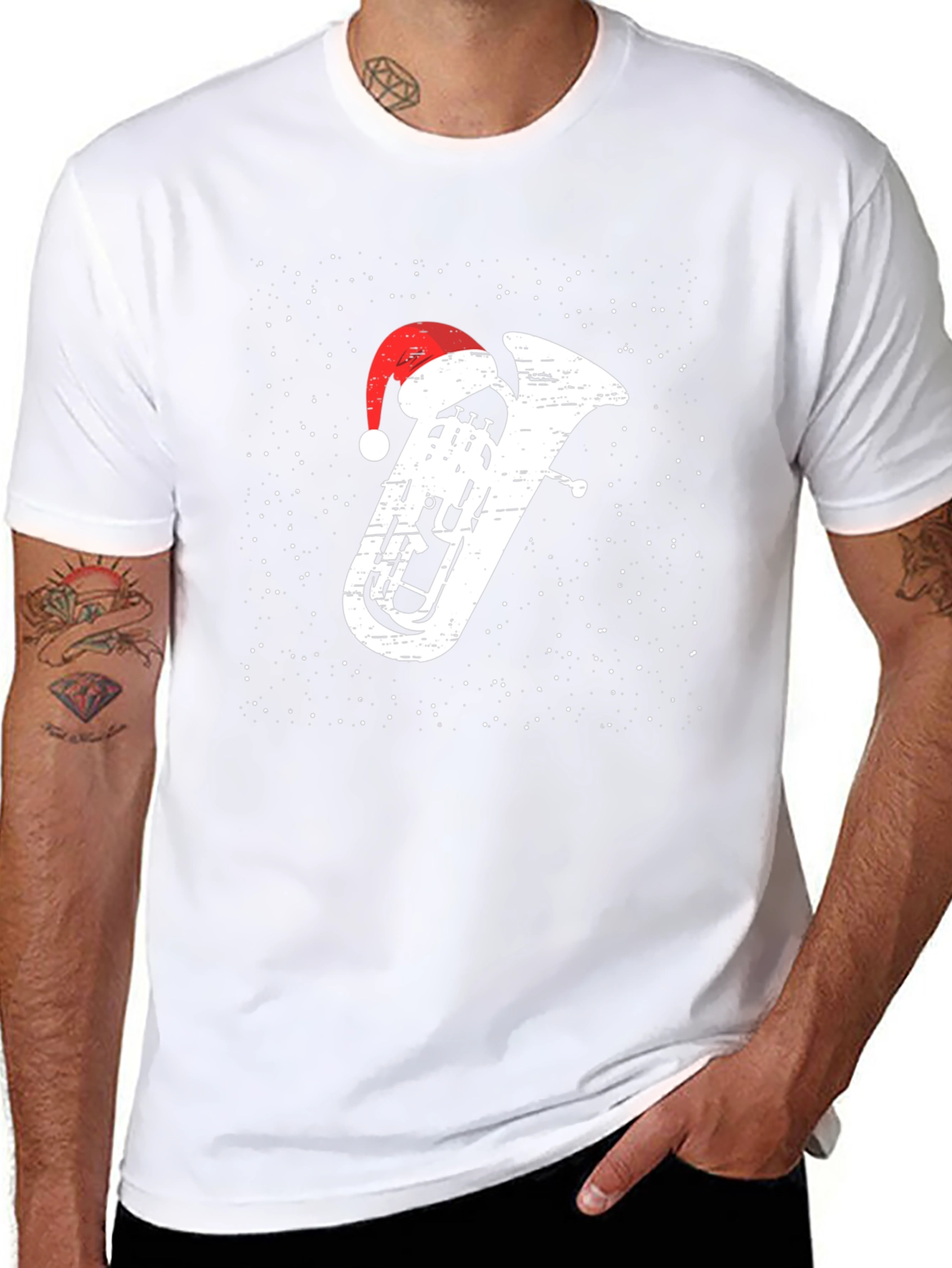 Christmas Tuba Santa Hat T-Shirt