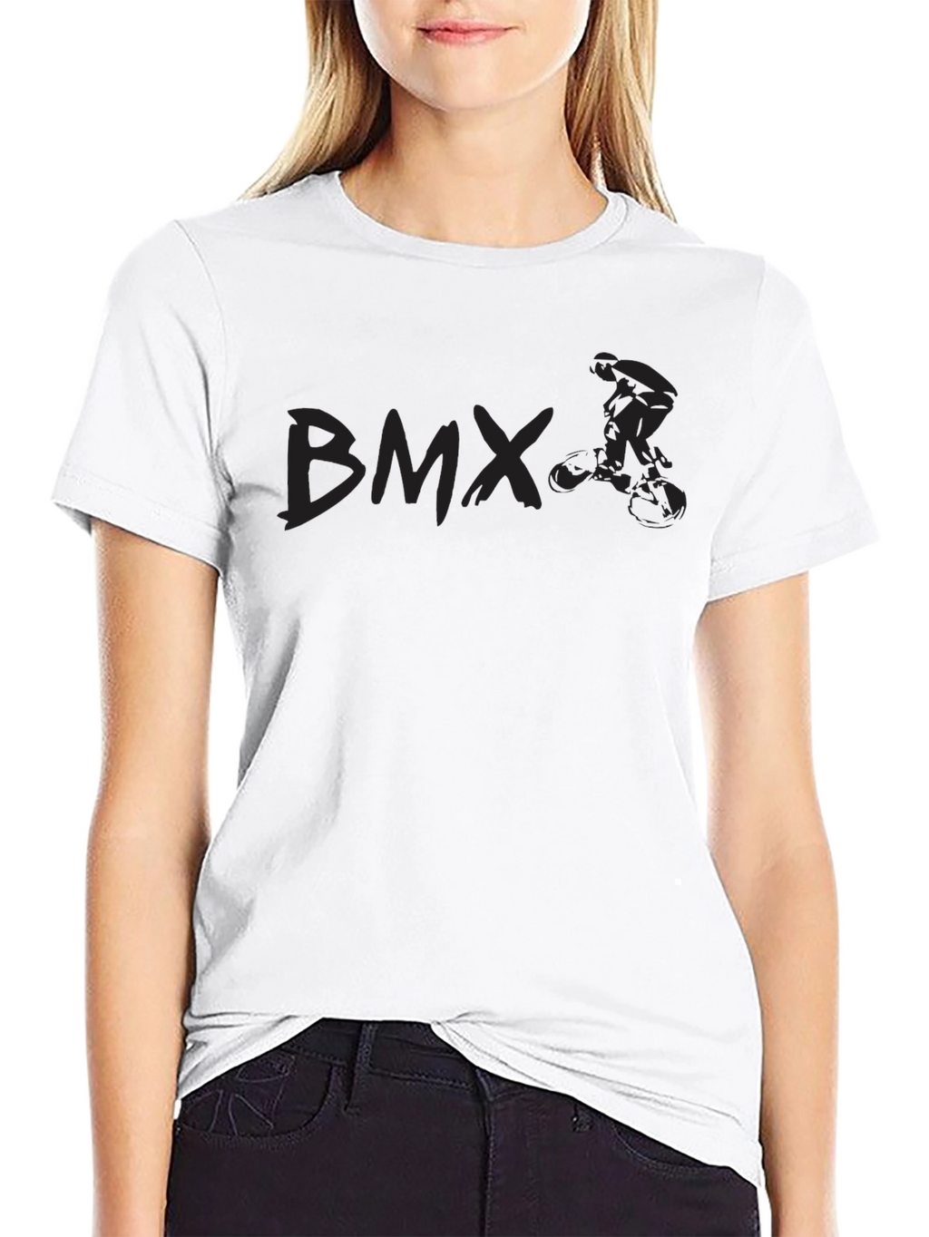 BMX Rider Graphic Tee - Black Cotton Blend