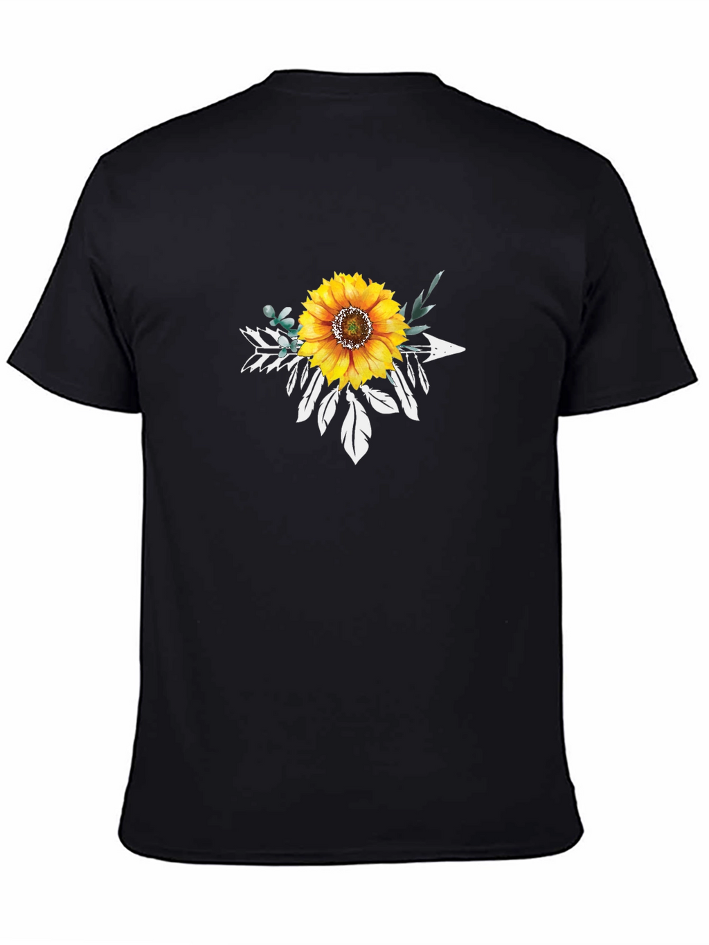 Sunflower Arrow Graphic Tee - Black Cotton T-Shirt