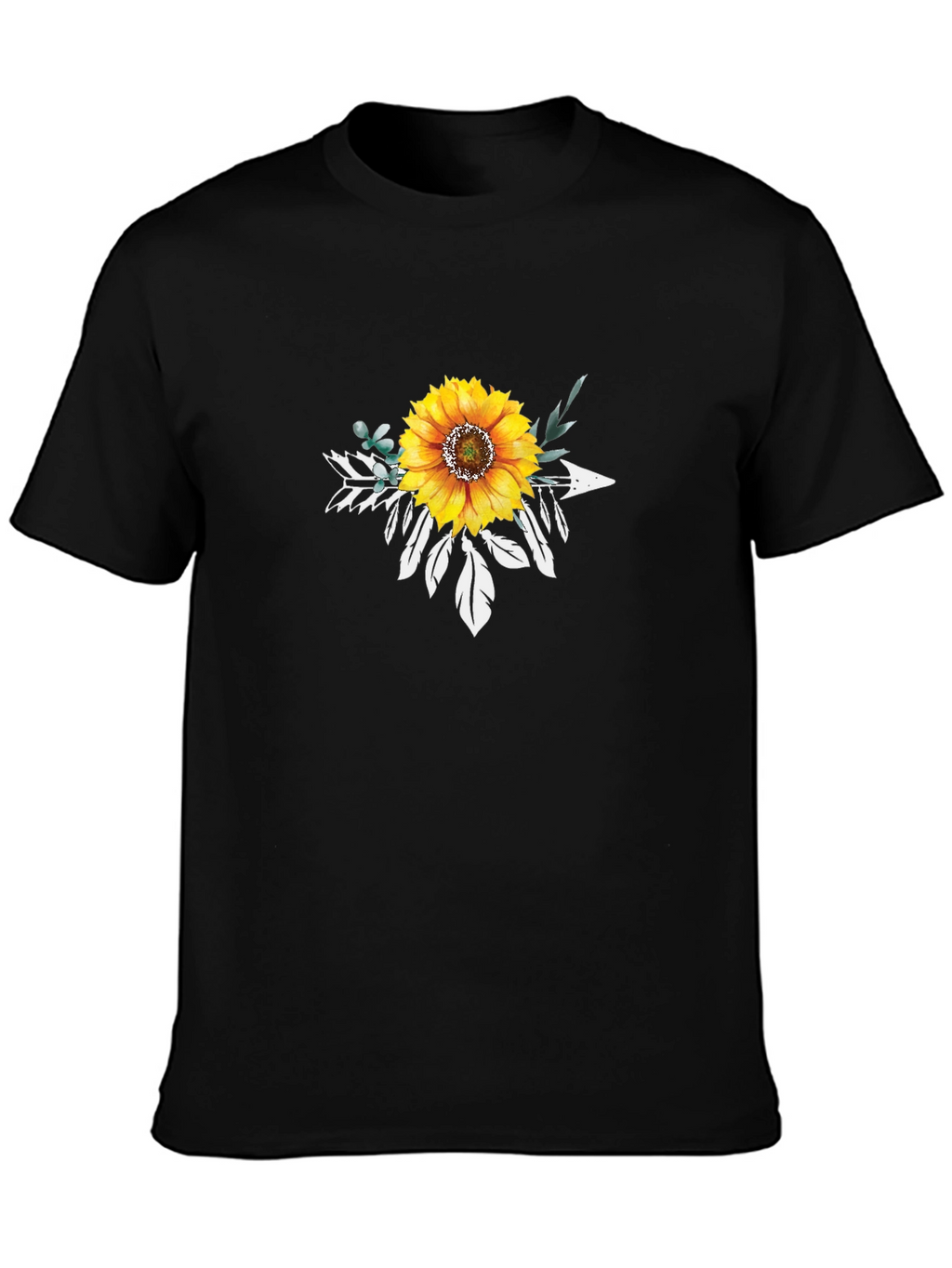 Sunflower Arrow Graphic Tee - Black Cotton T-Shirt