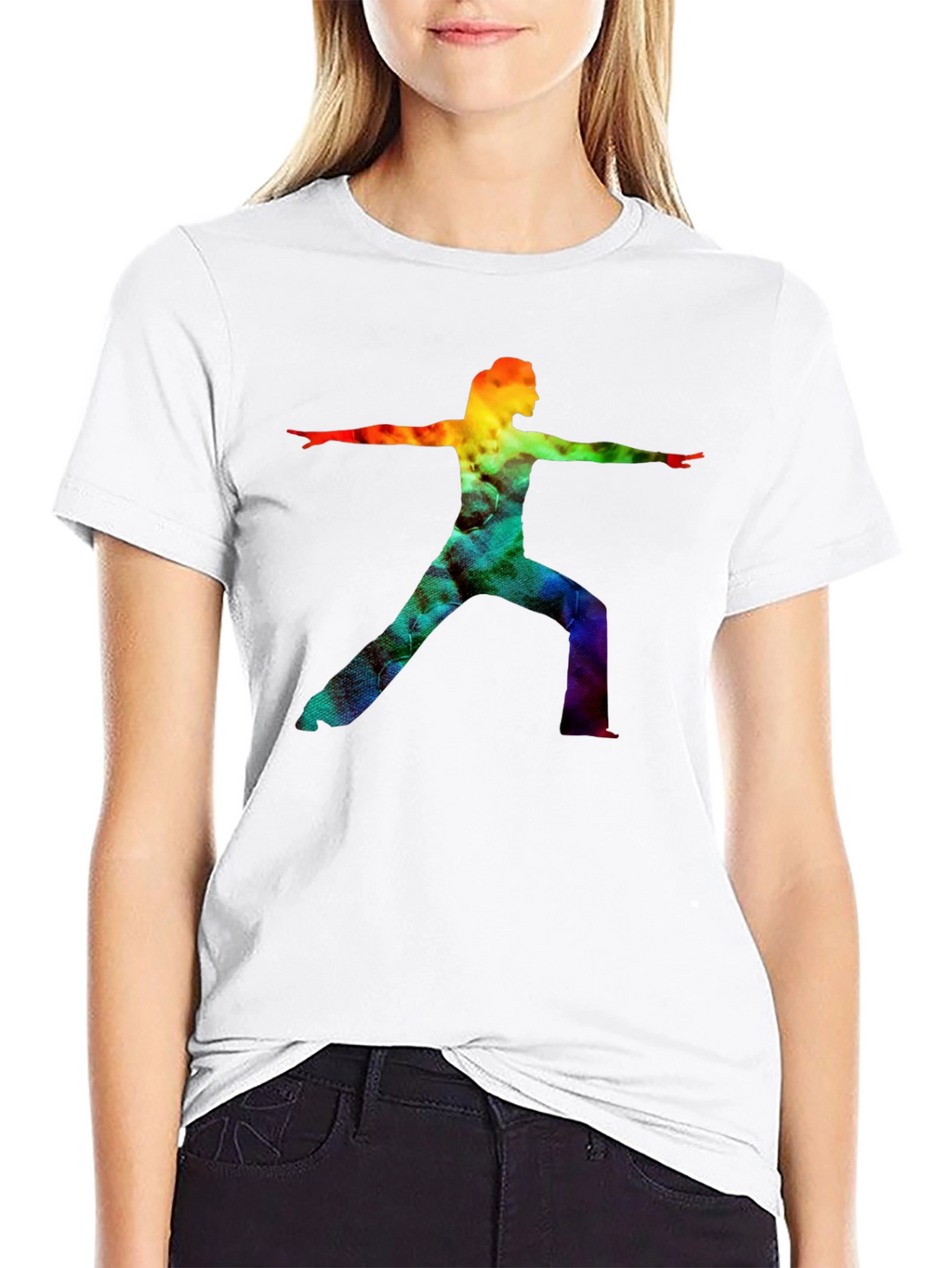 Rainbow Yoga Pose Graphic Tee - Black