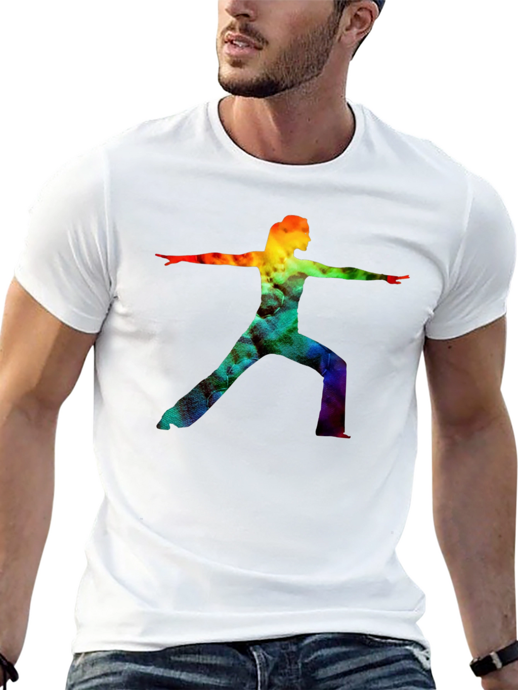 Rainbow Yoga Pose Graphic Tee - Black