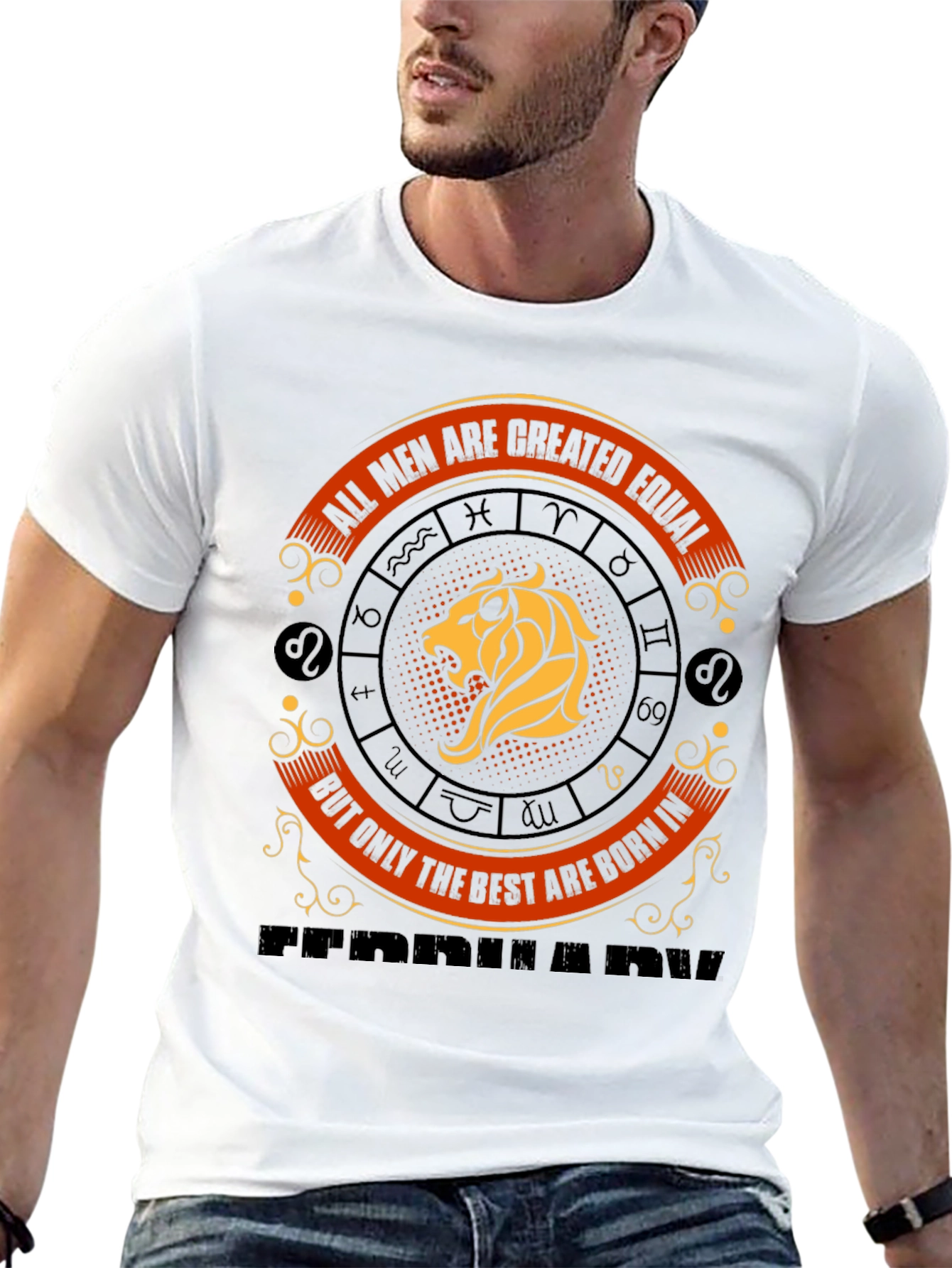 Mens Born in February Zodiac Graphic Tee
