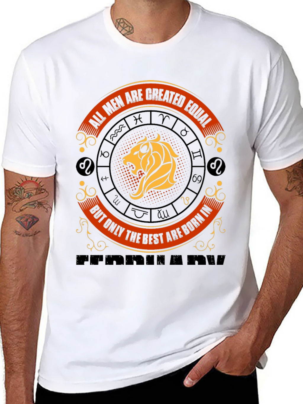 Mens Born in February Zodiac Graphic Tee